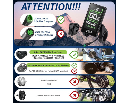 Комп'ютер для велосипеда з протоколом 0-5 PAS CAN BAFANG Ebike Display C020