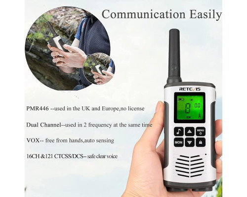 Професійна портативна рація Retevis RT45 PMR446 з USB-портом (комплект 2 шт.)