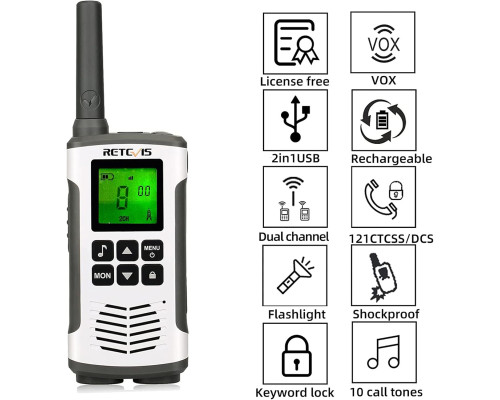 Професійна портативна рація Retevis RT45 PMR446 з USB-портом (комплект 2 шт.)