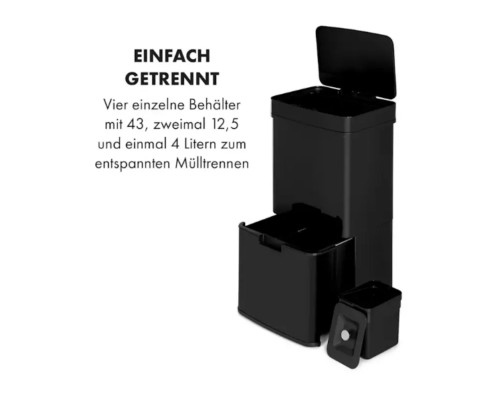 Сміттєвий бак KLARSTEIN Touchless з нержавіючої сталі 43 л Black (10035097)