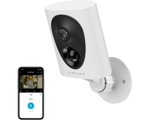 Virtavo Бездротова завнішня камера відеоспостереження AI Motion Detection, акумуляторна, нічне бачення, домашня камера спостереження Wi-Fi, сумісна з Alexa
