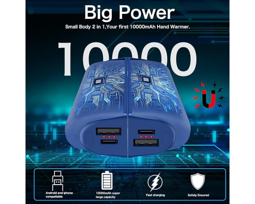 Павербанк грілка для рук INNOPAW 10000 мАг багаторазові, 3 рівні, Сині