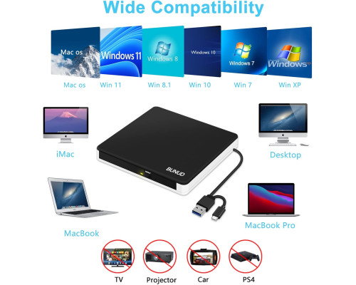 Зовнішній CD/DVD привід BUNUD USB 3.0 та Type-C