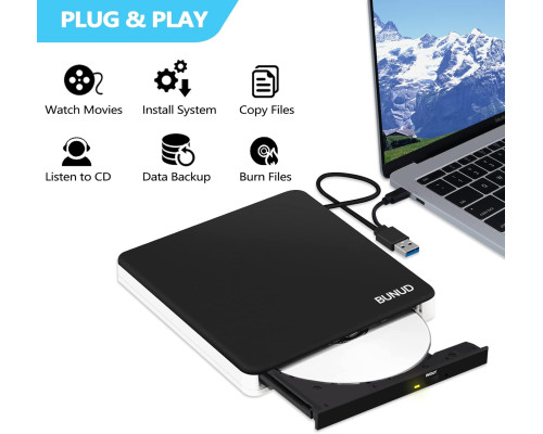 Зовнішній CD/DVD привід BUNUD USB 3.0 та Type-C