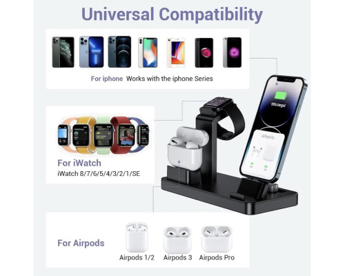 Бездротова зарядна станція YoFeW YFW-C003 3 в 1 USB-C для iPhone