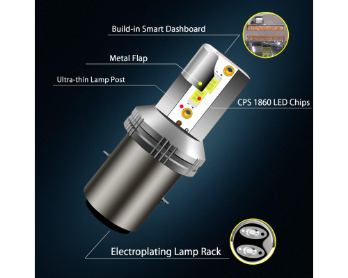 Світлодіодна фара Asasytal S2 Ba20d / світлодіодна лампа для фар мотоцикла DC12V/24V 20W (комплект 2 шт.)