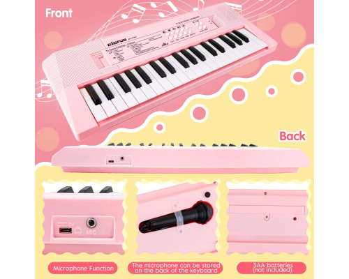 Електронне піаніно TWFRIC із 37 клавішами / музичне піаніно з мікрофоном для дітей