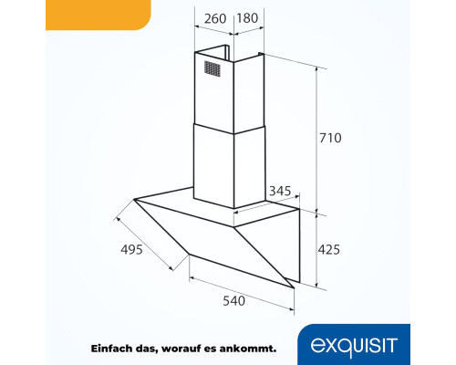 Витяжка Exquisit KFD 607-2L, світлодіодне освітлення 7 різних кольорів