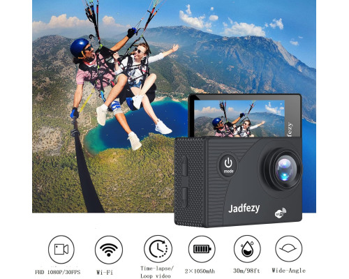 Екшн-камера Ultra HD 1080P WiFi підводна водонепроникна камера 30M/98FT з 2 батареями та набором аксесуарів
