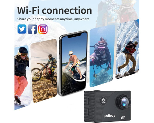 Екшн-камера Ultra HD 1080P WiFi підводна водонепроникна камера 30M/98FT з 2 батареями та набором аксесуарів