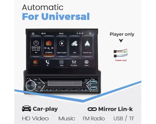 Автомобільний плеєр NAVIFLY Carplay Android Auto Універсальний MP5-плеєр