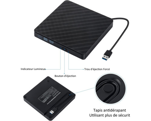 Зовнішній CD/DVD привід AUELEK USB 3.0