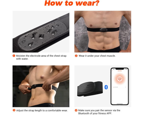 Нагрудний пульсометр COOSPO H6 з Bluetooth 4.0 ANT+ IP67 / датчик серцевого ритму Peloton Polar DDP Yoga Map My Ride