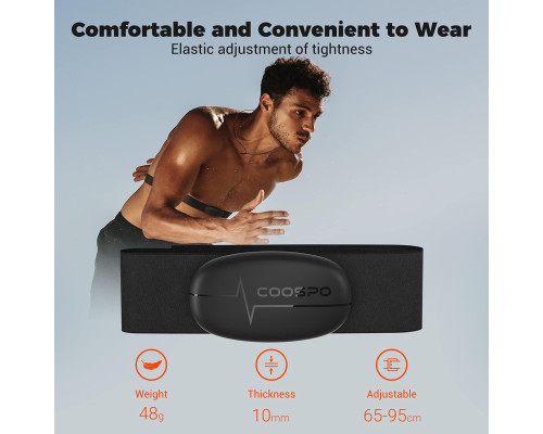 Нагрудний пульсометр COOSPO H6 з Bluetooth 4.0 ANT+ IP67 / датчик серцевого ритму Peloton Polar DDP Yoga Map My Ride