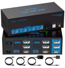 USB 3.0 HDMI+2 Displayport KVM-переключатель 3 монитора 2 компьютера 8K при 60 Гц/4K при 120 Гц