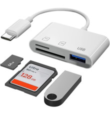 Кардрідер 3 в 1 USB-C SD/TF MicroSD + USB 2.0