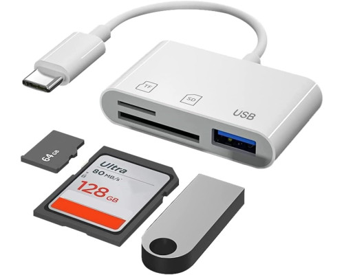 Кардрідер 3 в 1 USB-C SD/TF MicroSD + USB 2.0