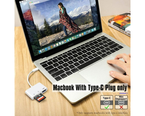 Кардрідер 3 в 1 USB-C SD/TF MicroSD + USB 2.0