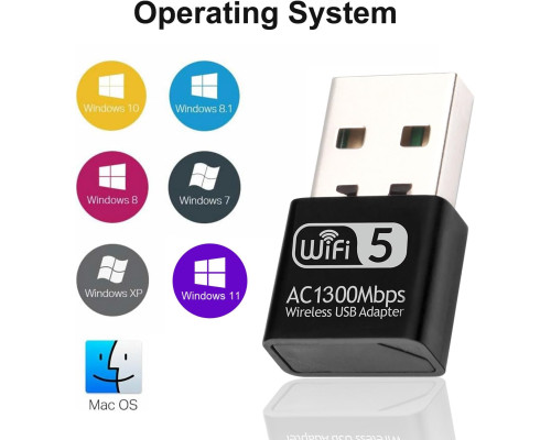 Адаптер USB WLAN AC1300 (до 867 Мбіт/с 5 ГГц, 400 Мбіт/с 2,4 ГГц)