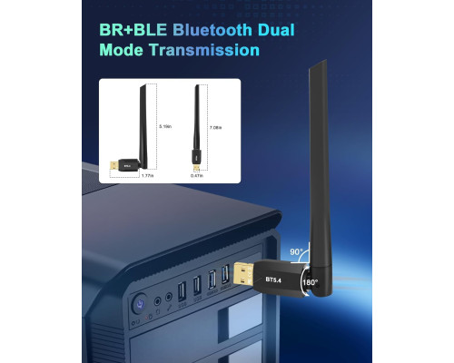 Адаптер Bluetooth USB Dongle - WiFi Bluetooth USB 2 x 5dBi