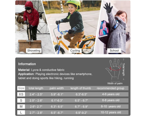 Дитячі спортивні термофлісові рукавички Oopor Kids Warm Touchscreen Gloves М 8-10 років