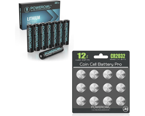 Комплект літієвих батарей POWEROWL CR2032 (12 шт) та AAA (8 шт)