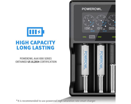 Акумуляторні батарейки POWEROWL AAA 1000 мАг (12 шт)