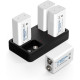 Акумуляторні батареї POWEROWL 9V 600mAh із зарядним пристроєм (4 шт)