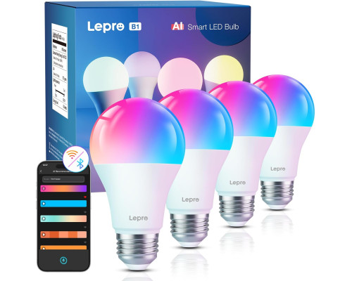 Розумна лампочка Lepro AI B1 E27 8,5 Вт 806 лм з регульованою яскравістю (комплект 4 шт)