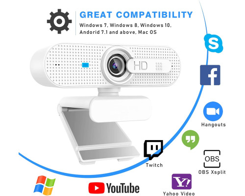 Веб-камера ASHU HD 1080P для комп'ютера, ноутбука з автофокусом