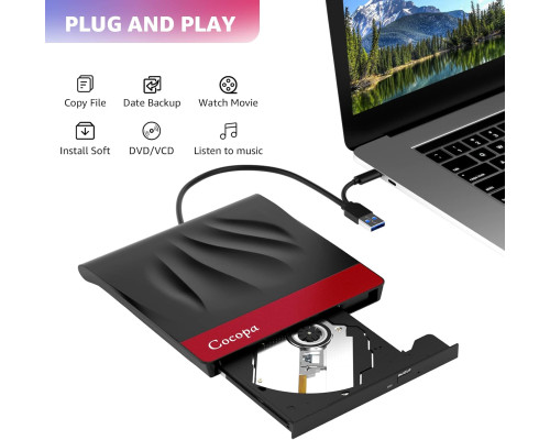 Зовнішній CD-привід Cocopa USB 3.0 Type-C CD/DVD-RW записувач