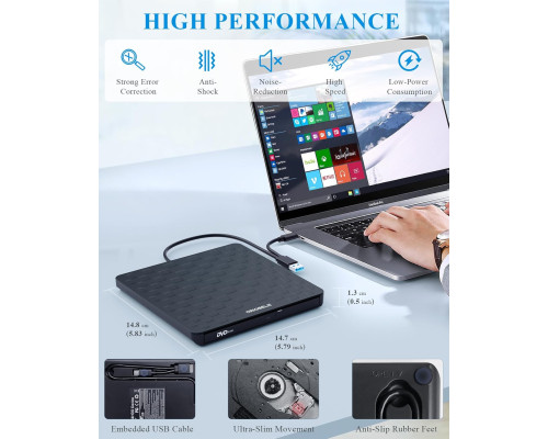 Зовнішній CD DVD привід для ноутбука USB 3.0 Type-C