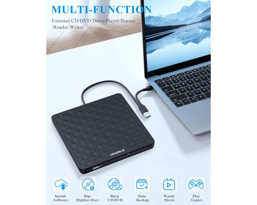Зовнішній CD DVD привід для ноутбука USB 3.0 Type-C