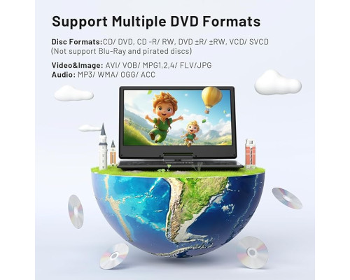 15,7-дюймовий портативний DVD-програвач із роздільною здатністю HD 14,1 дюйма