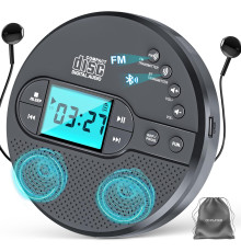 Портативний CD-плеєр Discman 2000 мАч з Bluetooth, FM-передавачем, навушниками та РК-екраном
