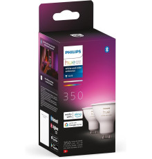 Комплект із 2 світлодіодних ламп Philips Hue White and Color Ambiance Smart / цоколь GU10 / 350 люмен / підтримка Bluetooth
