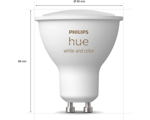 Комплект із 2 світлодіодних ламп Philips Hue White and Color Ambiance Smart / цоколь GU10 / 350 люмен / підтримка Bluetooth