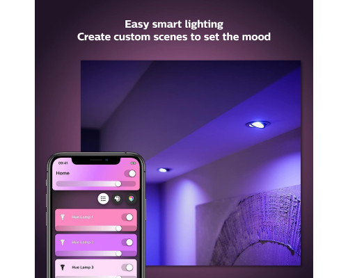 Комплект із 2 світлодіодних ламп Philips Hue White and Color Ambiance Smart / цоколь GU10 / 350 люмен / підтримка Bluetooth