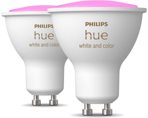 Комплект із 2 світлодіодних ламп Philips Hue White and Color Ambiance Smart / цоколь GU10 / 350 люмен / підтримка Bluetooth