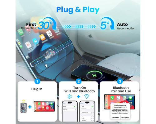 Бездротовий адаптер 2-в-1 Mini CarPlay та Android Auto
