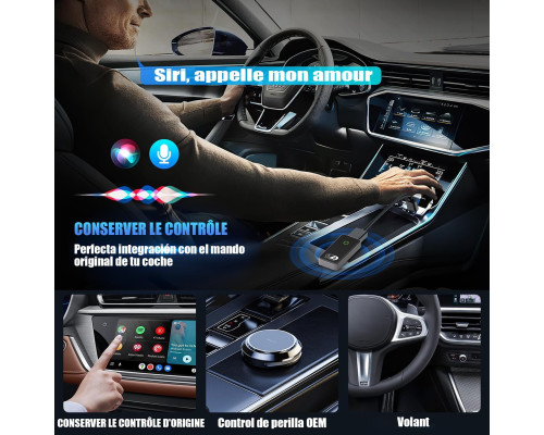Бездротовий адаптер CarPlay та Android Auto 2024 / 2-канальний перетворювач дротового зв'язку на бездротовий