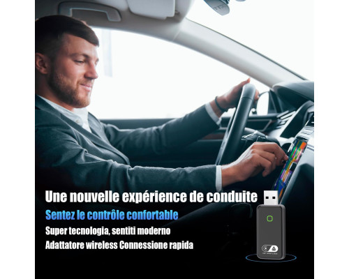 Бездротовий адаптер CarPlay та Android Auto 2024 / 2-канальний перетворювач дротового зв'язку на бездротовий