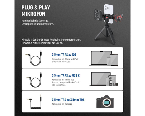 Мікрофон для відеоблогів NEEWER Plug & Play 20-20 кГц