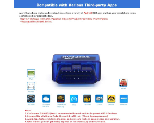 Міні-сканер Veepeak Bluetooth OBD II