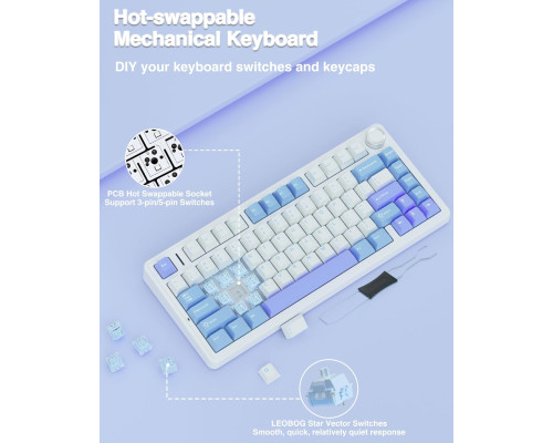 Механічна клавіатура AULA F75 2,4 ГГц/Type-C/BT5.0