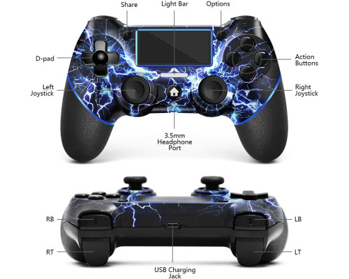 Бездротовий контролер AceGamer для PS4 / джойстик геймпад Custom Design V2 для PS4 з нековзним покриттям