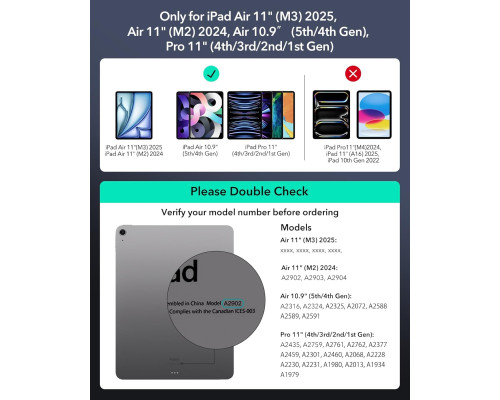 Чохол ESR для iPad Air 11 дюймів з клавіатурою (M3/M2, 2025/2024) та клавіатурою для iPad Pro 11/Air 5-го/4-го покоління