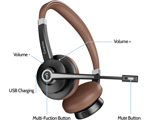 Bluetooth-гарнітура Conambo JBT700 з мікрофоном / бездротові навушники з мікрофоном для ноутбука/мобільного телефону/Mac