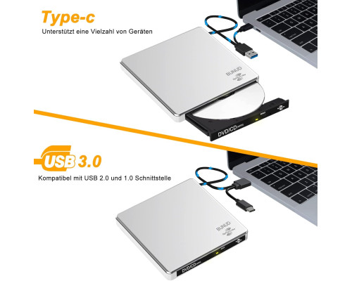 Зовнішній CD DVD-привід BUNUD із USB 3.0 Type-C