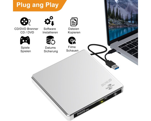 Зовнішній CD DVD-привід BUNUD із USB 3.0 Type-C